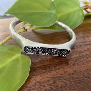 Lucky Brand Silver Cuff Rose Bracelet